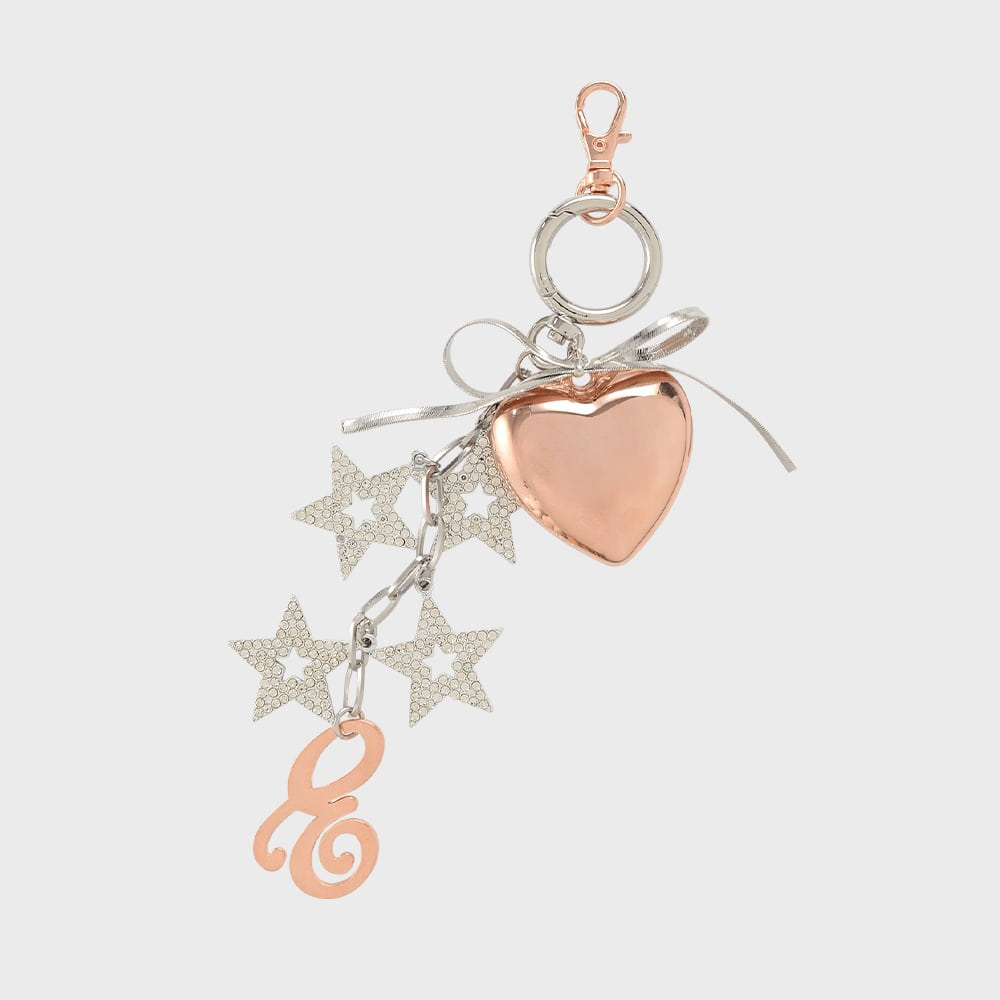 HEART AND STAR KEY RING_PINK GOLD